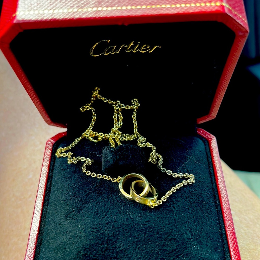 Cartier gold love necklace. Needs a good cleaning but otherwise in great cond